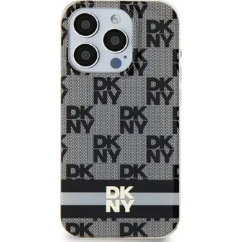 Pouzdro na mobilní telefon DKNY DKHMN61HCPTSK iPhone 11 / Xr 6.1 černo/černé pevné pouzdro IML kostkovaný mono vzor a tištěné pruhy MagSafe
