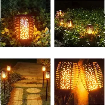 Venkovní osvětlení LED solární svítilna s dekorativním plamenem - 4ks