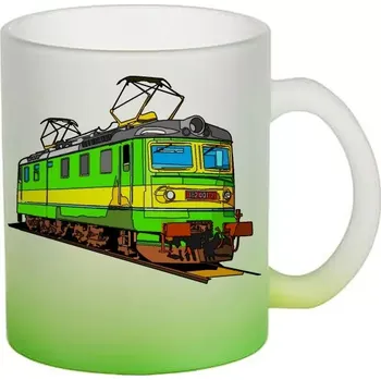 skleněný hrnek lokomotiva V (hrneček s lokomotivou matné sklo vlak)