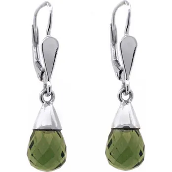 Náušnice Stříbrné náušnice s vltavíny 0,8 cm x 0,6 cm 2,80 g