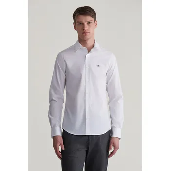 Pánské oblečení KOŠILE GANT SLIM POPLIN STRETCH SHIRT WHITE