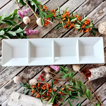 ACTUAL talíř obdélníkový dělený, bílý, G. Benedikt 1882 (Porcelánový podnos 2. jakost)