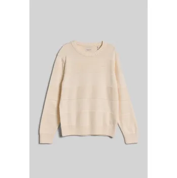 Pánský svetr SVETR GANT TONAL BARSTRIPED COTTON C-NECK CREAM