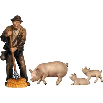 Vánoční dekorace Ornatis Pastýř s vidlemi a prasátky Provedení: Přírodní bez malování, Velikost stojících figur dospělých postav: 9 cm