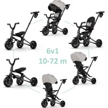 Dětská tříkolka QPLAY Trojkolka Nova Niello Grey, skládací, vek 10-72 mesiacov