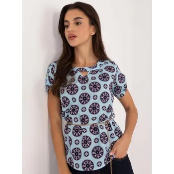 Dámské tričko Dámská halenka s průstřihy světle modrá