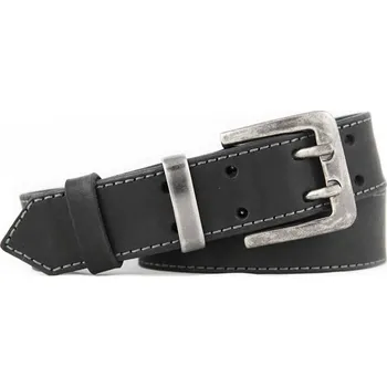 Opasek Pánský kožený obšitý pásek černý (P156)