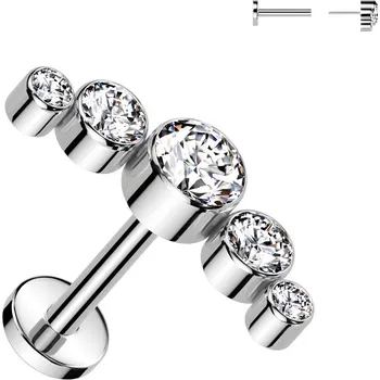 Piercing Šperky4U Piercing do brady - PUSH IN labreta TITAN se Swarovski krystaly - TIT1376