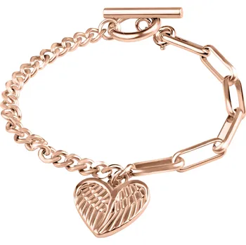 Náramek Troli Designový růžově zlacený náramek s přívěskem Srdce 17 cm + 2 měsíce na vrácení zboží