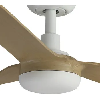 Lampička FARO BARCELONA Stropní ventilátor Punt M, DC, bílá/světlé dřevo - baldachýn - Ø 13,2 cm, výška 5,9 cm; minimální montážní výška 2,30 m bílá, světlé dřevo - Doprava zdarma
