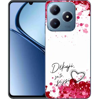 Pouzdro na mobilní telefon Gelový kryt mmCase na Realme C63 - zamilovaný text 2 bílé pozadí