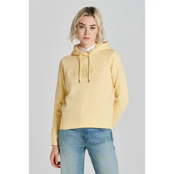 Dámské oblečení MIKINA GANT REG TONAL SHIELD HOODIE DUSTY LIGHT YELLOW