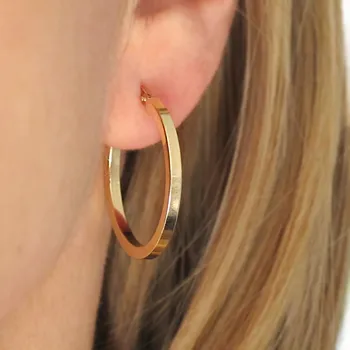 Náušnice Zlaté náušnice hranaté kruhy 1,70g Zlato 14k(585/1000)