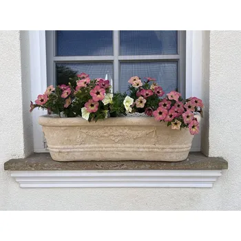 Zahradní dekorace ZahradniDekorace AKCE 3 ks zahradní truhlík - Koryto s reliéfy, výška 21 cm, 25 kg