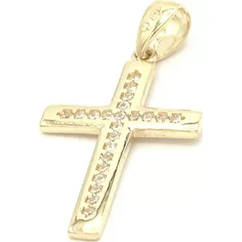 Přívěsek Zlatý přívěsek kříž se zirkony 1,00g