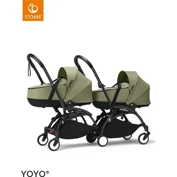 Kočárek STOKKE YOYO3 Kompletní kočárek pro dvojčata Black/Olive
