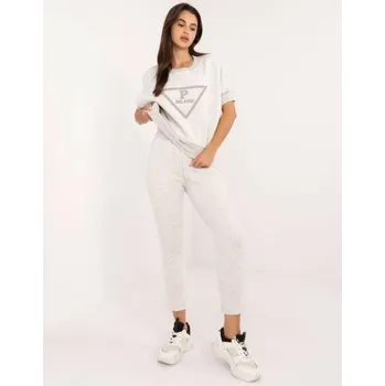 Dámská tepláková souprava s krátkými rukávy světle šedá