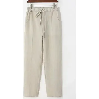 Plážové pánské kalhoty ze lnu a bavlny Barva: Khaki, Velikost: M