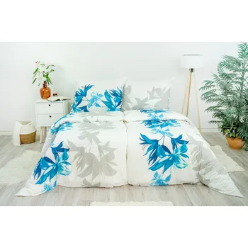 Povlečení Stanex Ložní povlečení bavlněné Nela tyrkysová (LS236) rozměr: 140 x 220 + 90 x 70, Zapínání: Knoflíkové