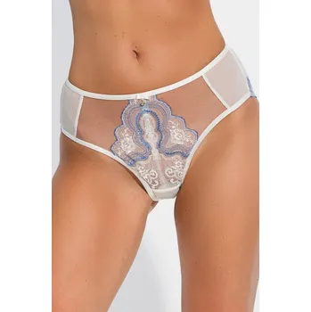 Kalhotky Krémové dámské kalhotky s modrou krajkou ecru - MEDIOLANO, ecru 3xl i170_ME-19191-W-ECR-3XL