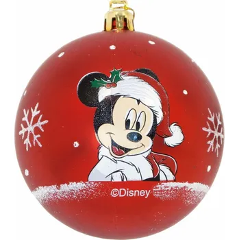 Dámské tričko Vánoční koule Mickey Mouse Happy smiles Plast Červená (Ø 8 cm) (6 ks)