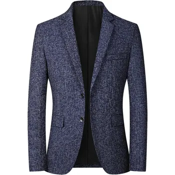 Pánské melanžové sako blazer Barva: Tmavě Modrá, Velikost: XL
