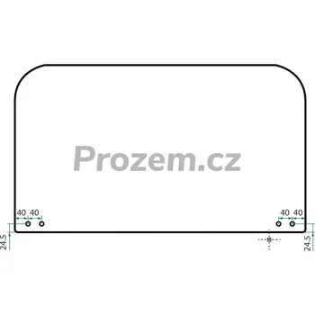 Autosklo Čelní sklo spodní ploché 856x493 mm, zelené pro Takeuchi, 378601610
