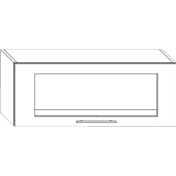Kuchyňská skříňka Horní skříňka H90/35,5/S EKO PLUS Dekor: Jasan šedý, Dekor skla: STALACTIT