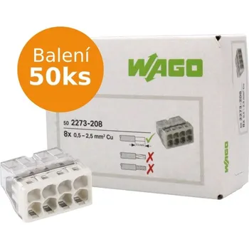 Svorka Wago MINI 8 x 2,5 mm průhledná - 50 kusů