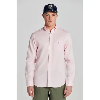 Pánské oblečení KOŠILE GANT REG HONEYCOMB TEXTURE SHIRT LIGHT PINK
