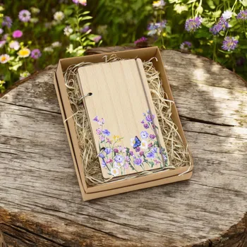 Zápisník art-wood.cz Dřevěný zápisník A6 - luční kvítí