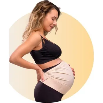 Těhotenská móda CARRIWELL Těhotenský nastavitelný podpůrný pás přes bříško béžový Velikost (od výrobce): L/XL