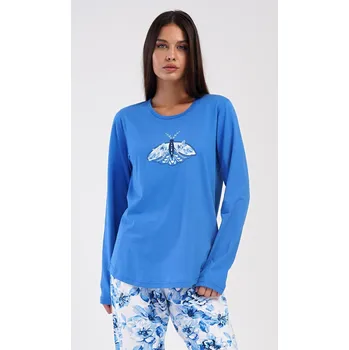 Dámské pyžamo Vienetta Dámské pyžamo dlouhé Dominika Barva: Modrá, Velikost: 4XL