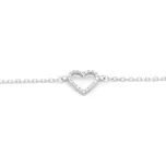 Náramek z bílého zlata, se srdíčkem a zirkony 1,75g