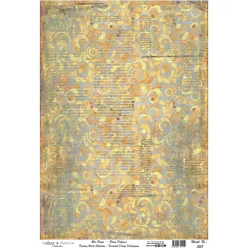 Umělecký papír Cadence Rýžový papír Cadence, A3 - Žlutý ornament