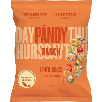 Slaná pochutina Pandy Lentil Rings ranch - čočkové kroužky