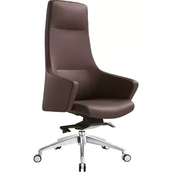 Sedací souprava GRANADA křeslo kancelářské, kříž ALU, kůže hnědá