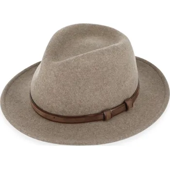 Klobouk Fiebig - Headwear since 1903 Cestovní odolný klobouk vlněný od Fiebig - Traveller voděodolný a nemačkavý - barva taupe Velikost: 59 cm (L)