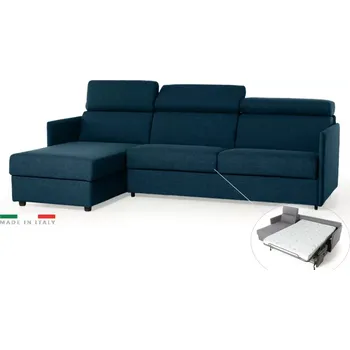 Sedací souprava Rohová sedací souprava TAVOLA MINI s rozkladem na každodenní spaní, tm. modrá (penelope 27)