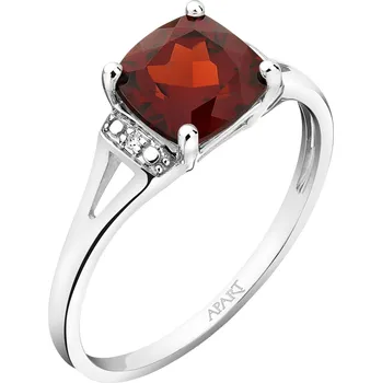 Prsten Prsten z bílého zlata s diamanty a granátem - ryzost 585 - 109.987