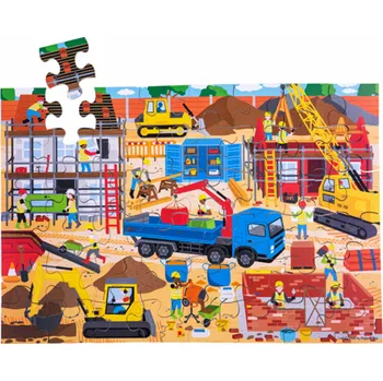 Puzzle Bigjigs Toys Podlahové puzzle Staveniště 48 dílků
