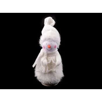 Vánoční dekorace Dekorace sněhulák - krémová světlá (15 cm)