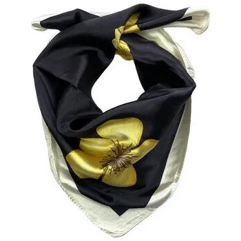 Šála JOLBAN Šátek saténový (60x60cm) černý s potiskem T131