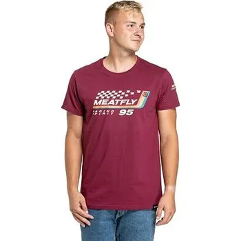 Pánské tričko Meatfly pánské tričko Racing Spirit Dark Wine | Červená | Velikost S | 100% bavlna