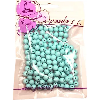 Dětské navlékací korálky Korálky plast., SVĚTLE TYRKYSOVÁ, 8mm, 166ks/bal.