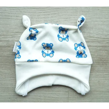 Kojenecká čepice AMÁLKA Bavlněná čepička, modří medvídci Velikost: 56-62