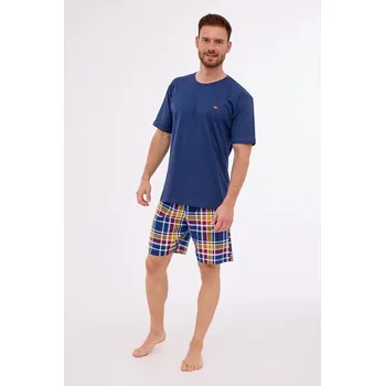 Pánské pyžamo Cornette pyžamo pánské 326/265 Flag max - modrá, 5XL (Pánské bavlněné pyžamo Cornette s krátkým rukávem)