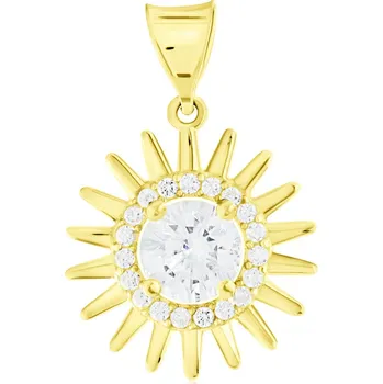 Přívěsek GEMMAX Zlatý přívěsek Slunce osazené zirkony v HALO stylu – zlatý šperk ryzosti 585/1000 v Dárkovém balení s Certifikátem GLPYB-02886