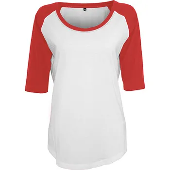 Dámské tričko Build Your Brand Dámské tričko s 3/4 rukávem Built your Brand Contrast Raglan Bílá/červená 4XL