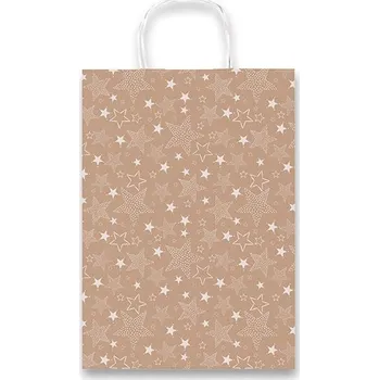 Dárková taška ACTIVA Vánoční papírová taška SADOCH Kraft Stelline M, bílá